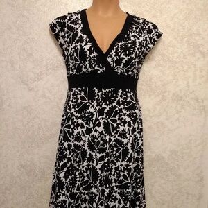 White House Black Market Black and White Patterned Midi Dress